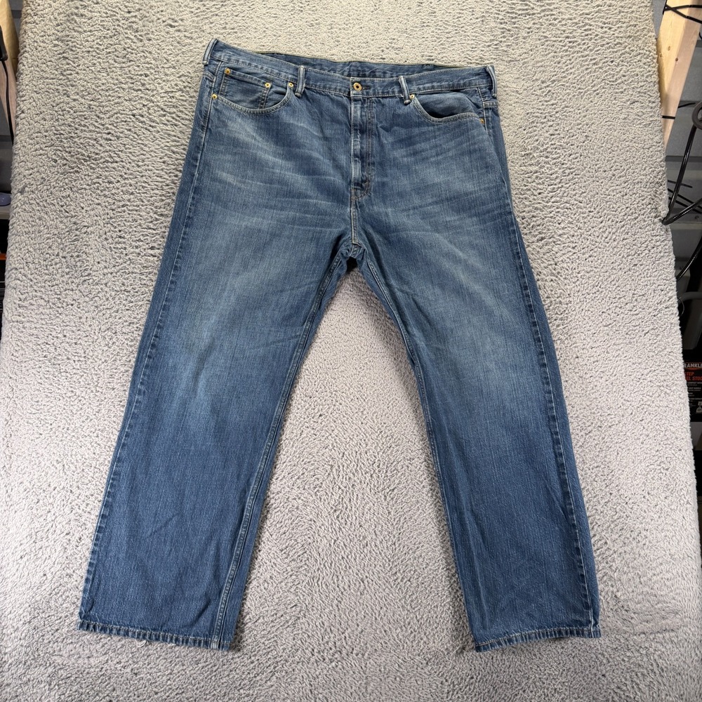 Levi's 569 Jeans Men's 42x32 Blue Cotton Denim Straight Whiskered Faded Workwear